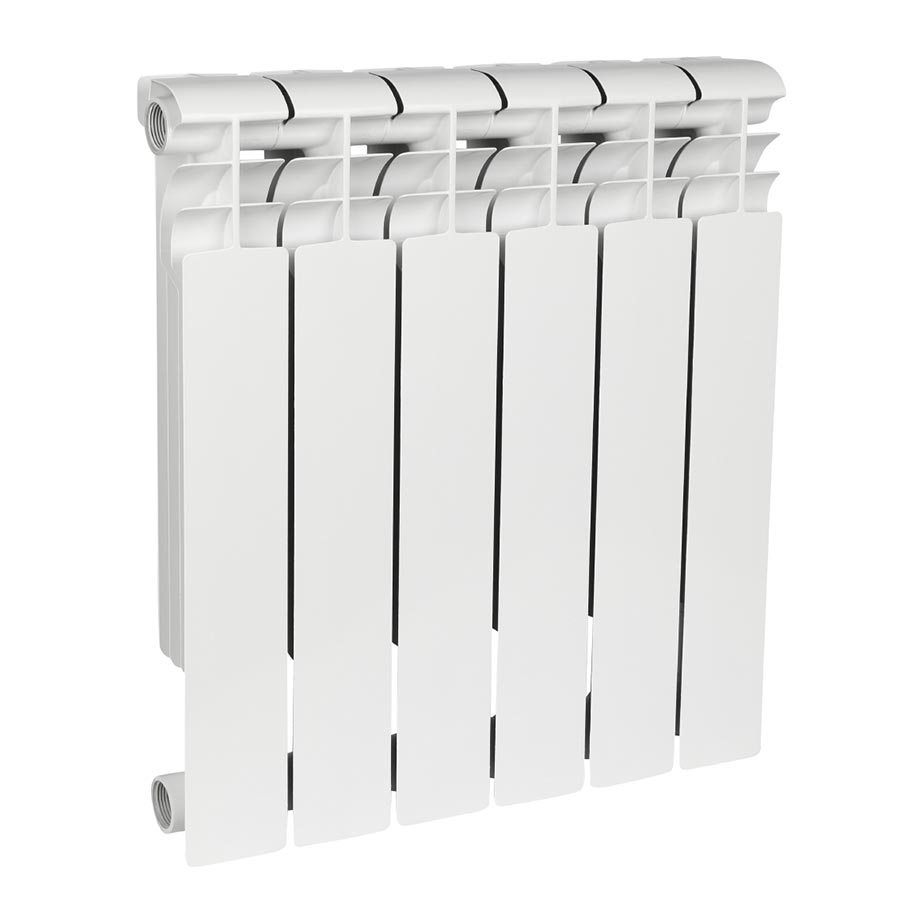 Фото Радиатор биметаллический секционный, настенный, Rommer Profi Bm 500, 567×480×80, 6 секции, боковое подключение, артикул RBM-1210-050006